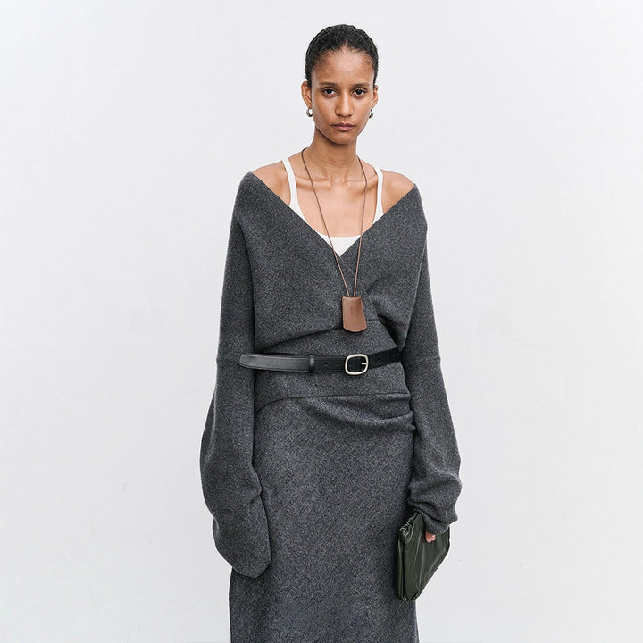 Pull enveloppant élégant et doux pour femme en laine de haute qualité Chic & Stil