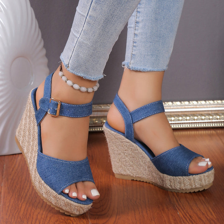 Ladies wedge with adjustable strap Lune London