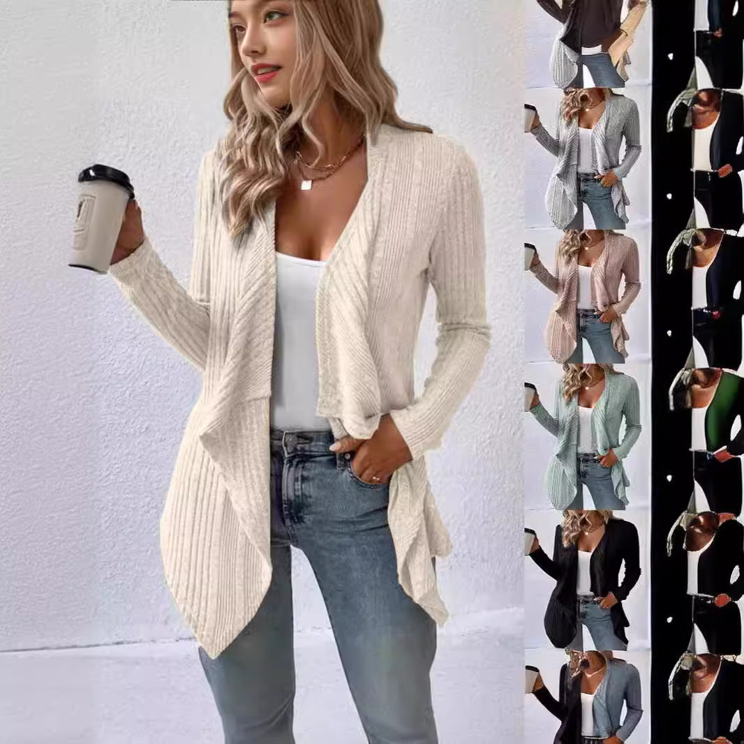 Ladies comfortable cardigan with relaxed fit and asymmetrical hem Lune London