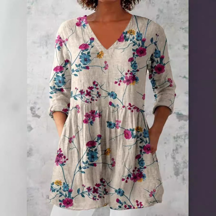 Shirt dress for women with a floral design and practical pockets Chic and Style