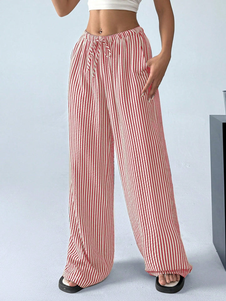 Striped casual pants for women with a loose fit and an elastic waistband Lune London