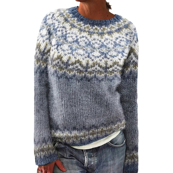 Pull en tricot pour femmes avec un motif fair-isle unique et une coupe décontractée Chic & Stil