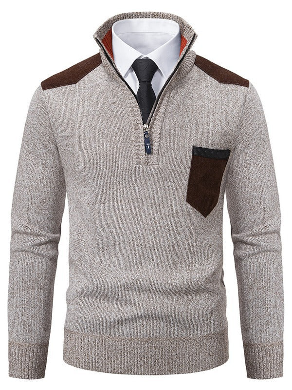 Trendy men's sweater with high collar and practical zip Lune London
