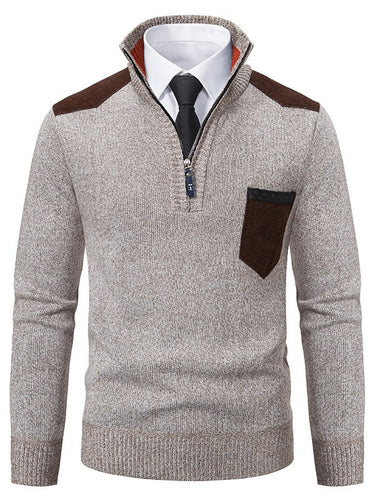 Trendy men's sweater with high collar and practical zip Lune London
