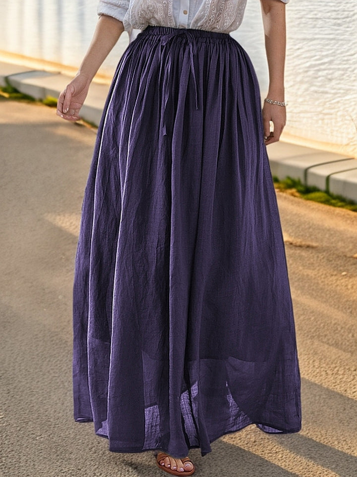 Elegant maxi skirt for women with a flowing cut and practical drawstrings Lune London