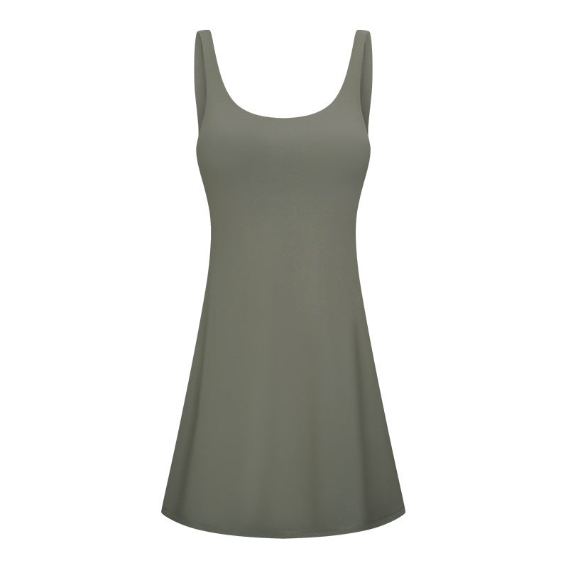 Ladies' leisure dress with deep round neckline and flared silhouette Lune London