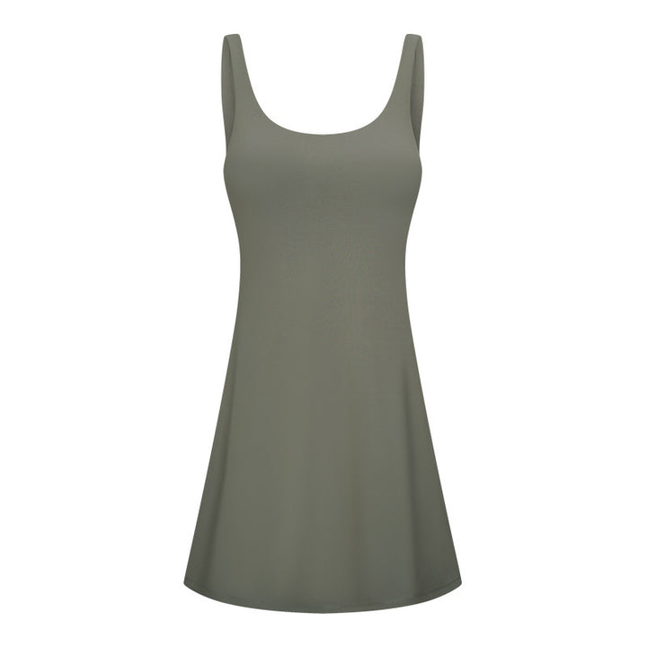 Ladies' leisure dress with deep round neckline and flared silhouette Lune London