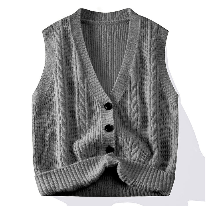 Knitted cardigan for women with button placket and flared arm openings Lune London