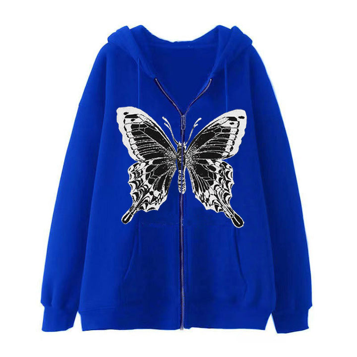 Women's zip hoodie with striking butterfly motif Lune London