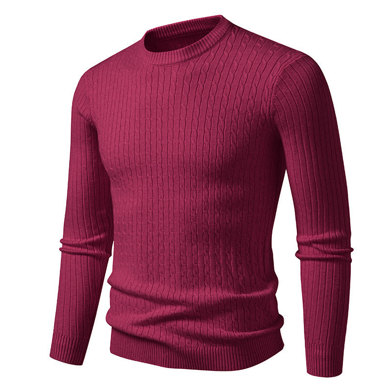Trendy knitted sweater for men with a fine cable knit pattern.