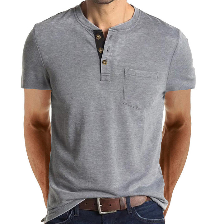 Lune London Short Sleeve Henley Shirt for Men with Pocket Detail