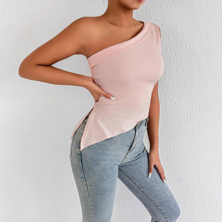 Women Elegant Asymmetrical Top with One Shoulder Design Lune London