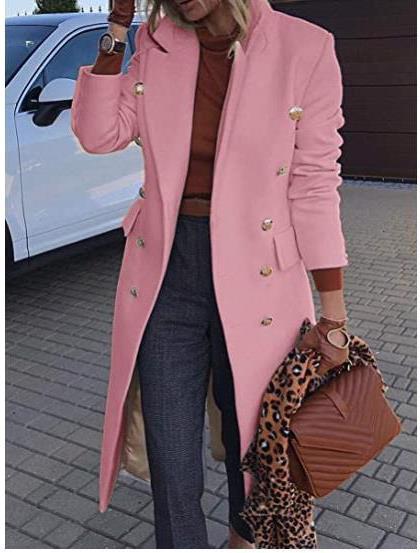 Ladies Elegant Double-Breasted Coat with Gold Buttons and Tailored Fit Lune London