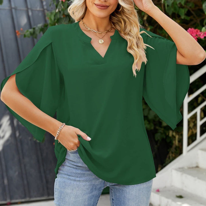 Comfortable women's blouse with wide sleeves and a V-neck Lune London