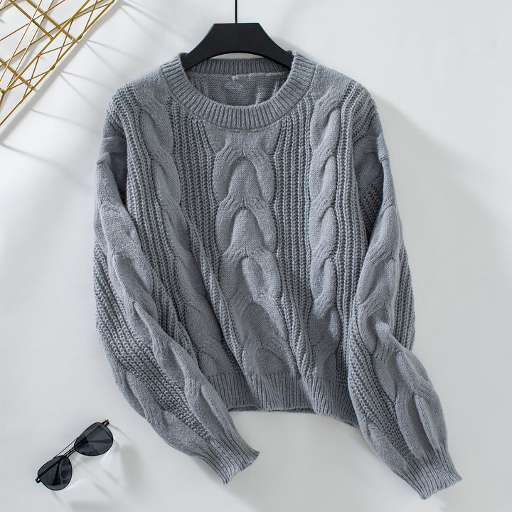 Pull femme en grosse maille avec des manches volumineuses et motif en torsades Lune London