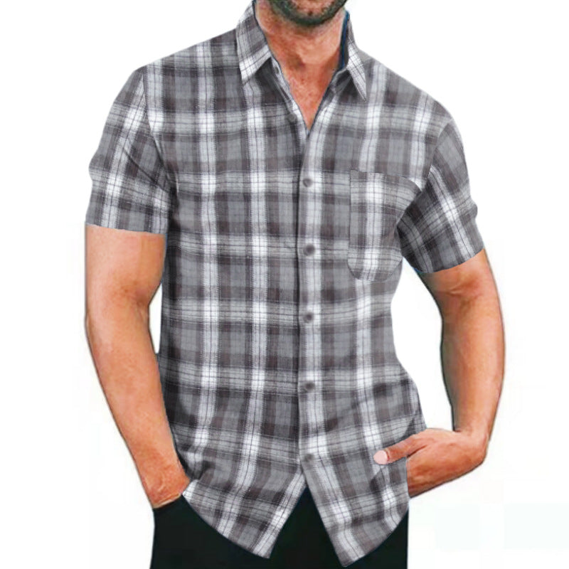 Short-sleeve check shirt for men with pockets and trendy cut Lune London