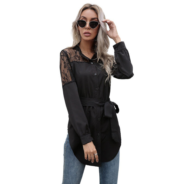 Shirt dress women with lace shoulders Lune London