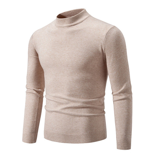 Men's Fine Knit Pullover with High Collar and Elastic Cuffs Lune London