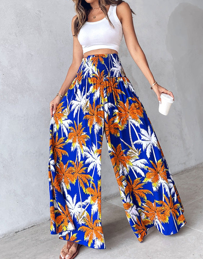 Ladies tropical print wide pants Lune London