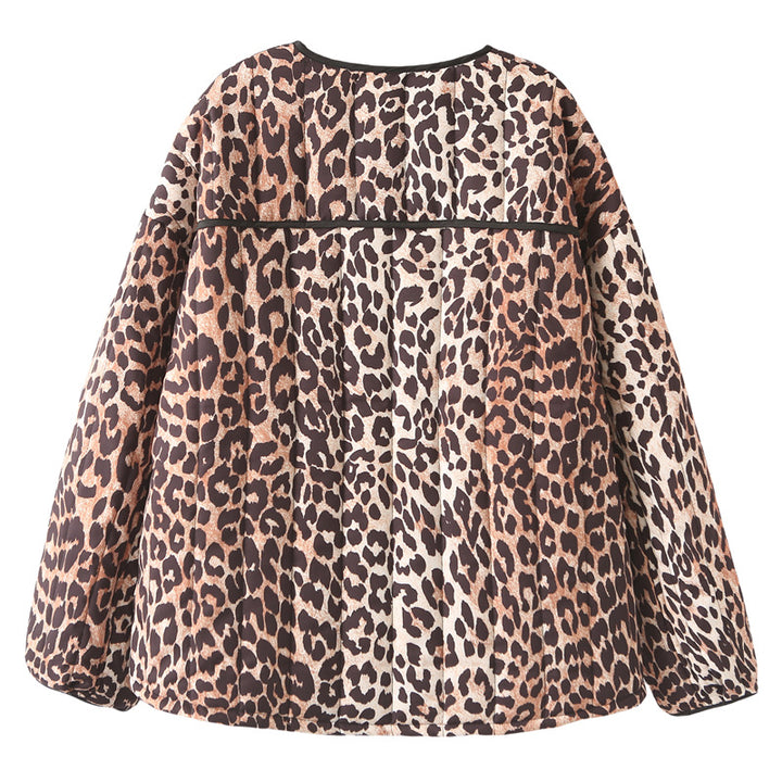Quilted women's jacket with leopard pattern and practical pockets Lune London