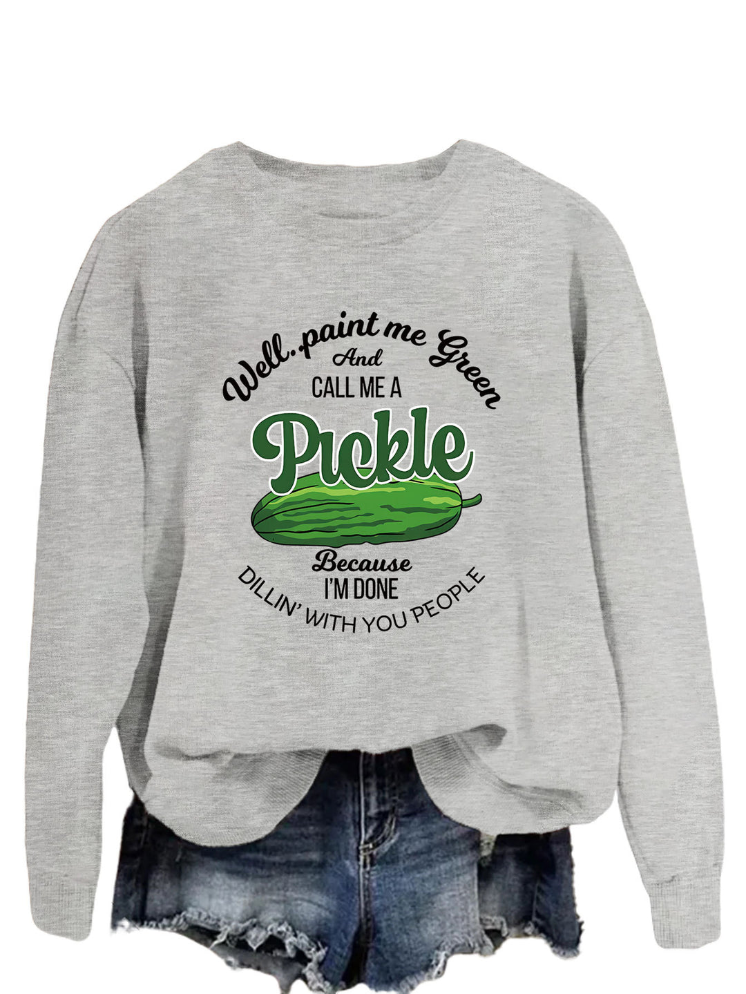 Sweat-shirt femme avec un motif de concombre amusant et un imprimé créatif Chic & Stil