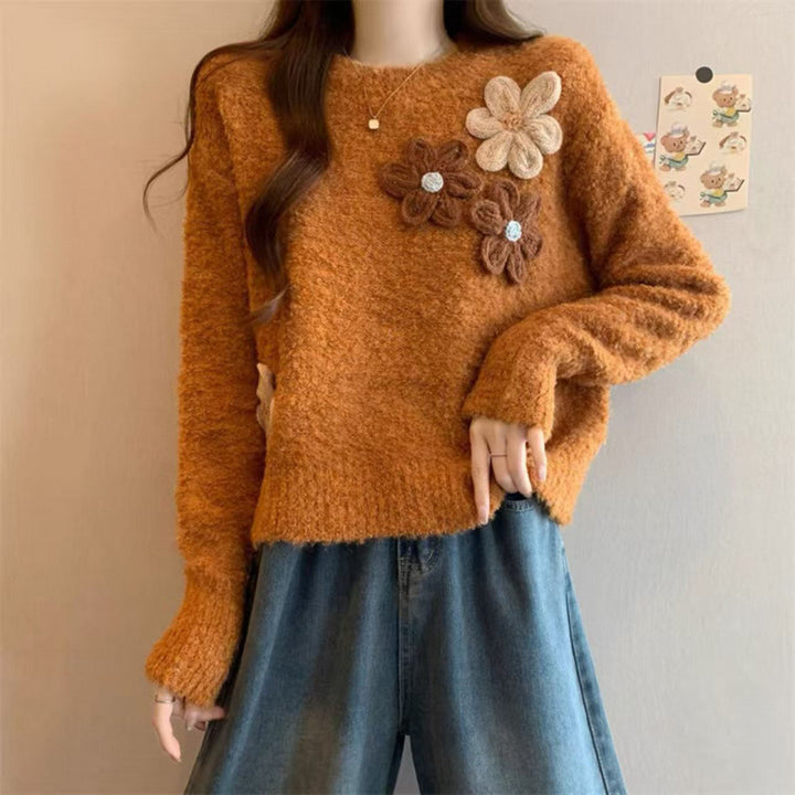 Pull Femme Doux avec Design Floral 3D Chic & Stil