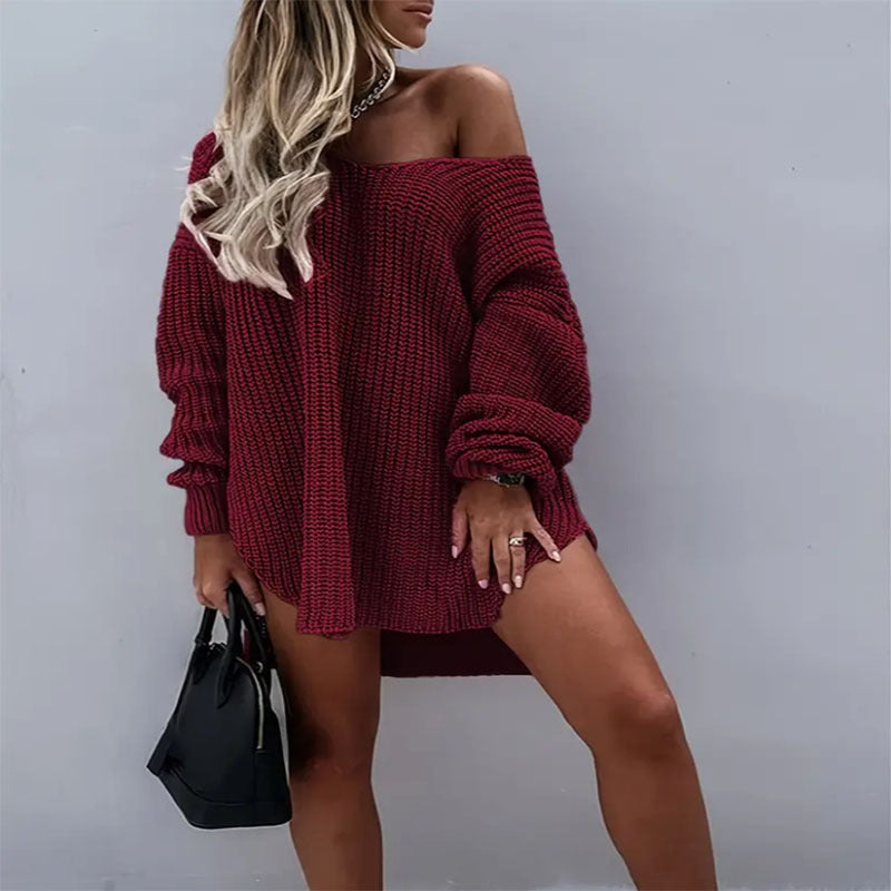 Oversized knitted pullover for women with a loose fit and open sleeves Lune London