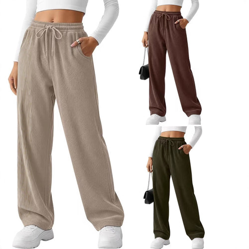 Pantalon en tricot large à côtes pour femmes avec cordon de serrage Chic & Stil