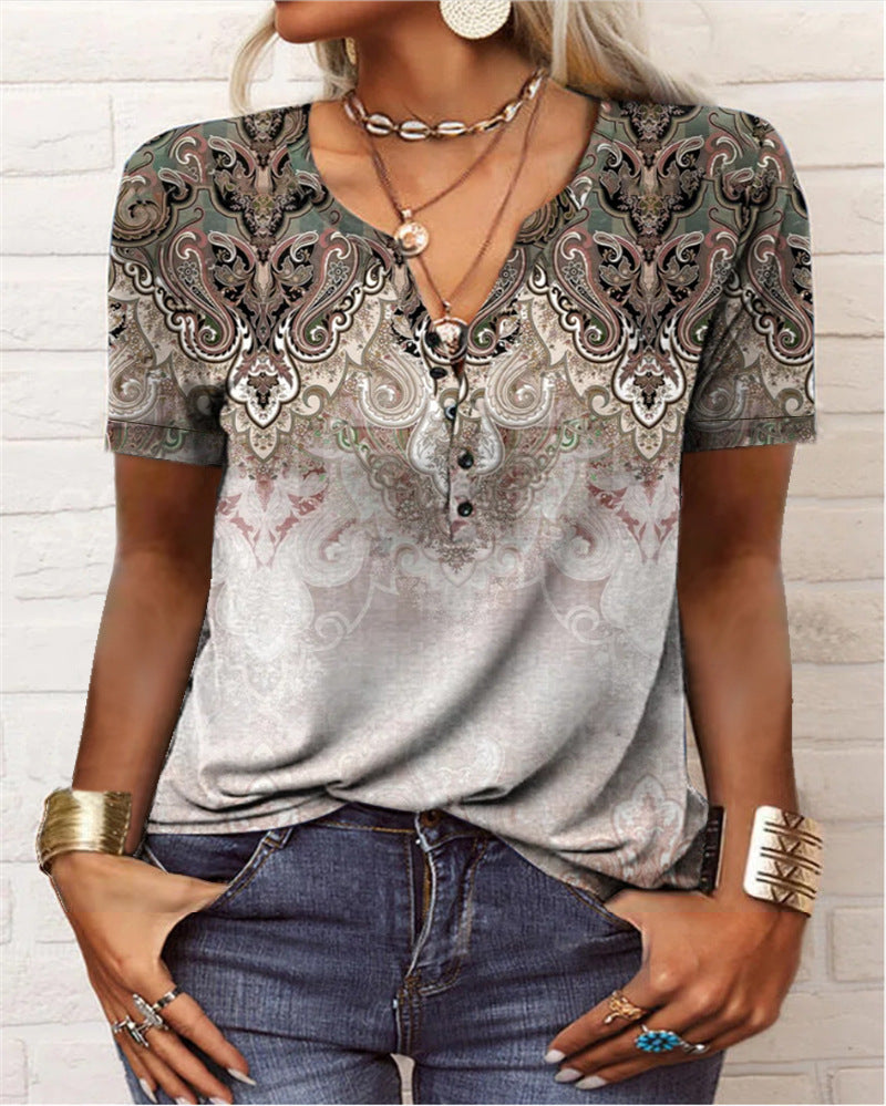 Women Printed Art Short Sleeve Top Lune London