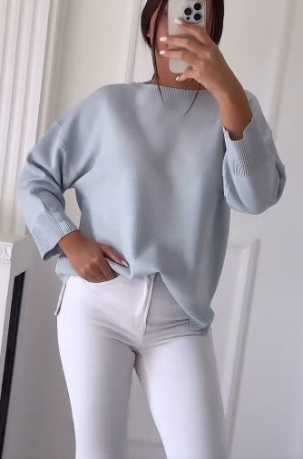 Women's Casual Oversized Sweater with Asymmetric Cut and Button Details Chic & Stil