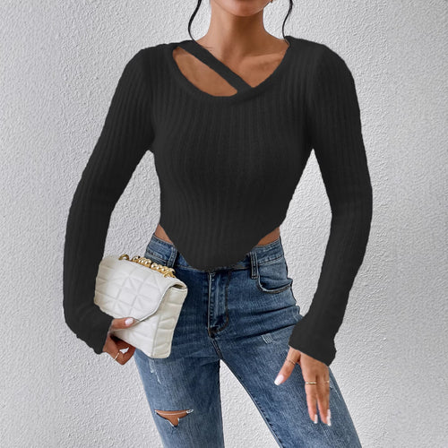 T-shirt en tricot pour femme avec épaule découverte et ourlet élastique Chic & Stil