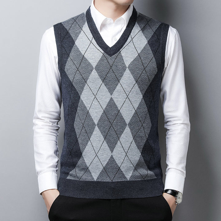 Elegant argyle knit vest for men Chic und Stil