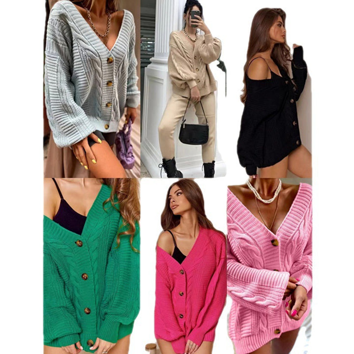 Knit jacket for women with voluminous sleeves and button details Lune London