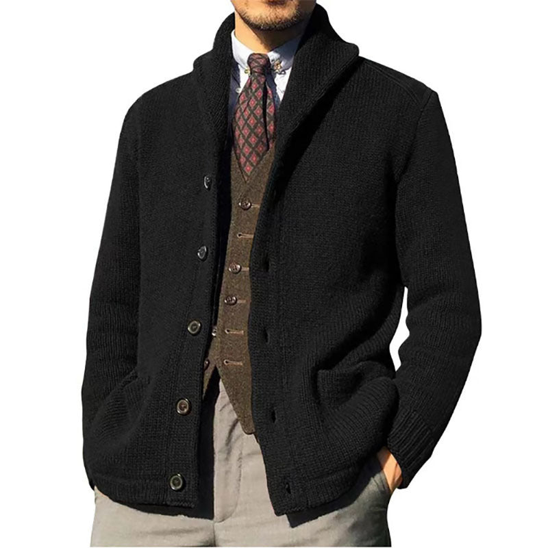 Men's knit jacket with a stylish collar and chic button details
