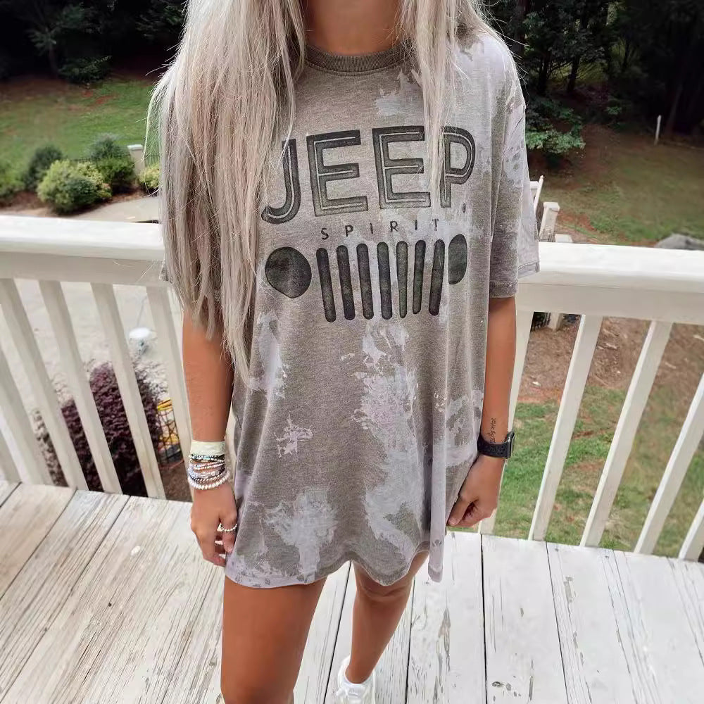 Oversized T-shirt for women with creative Jeep design Lune London