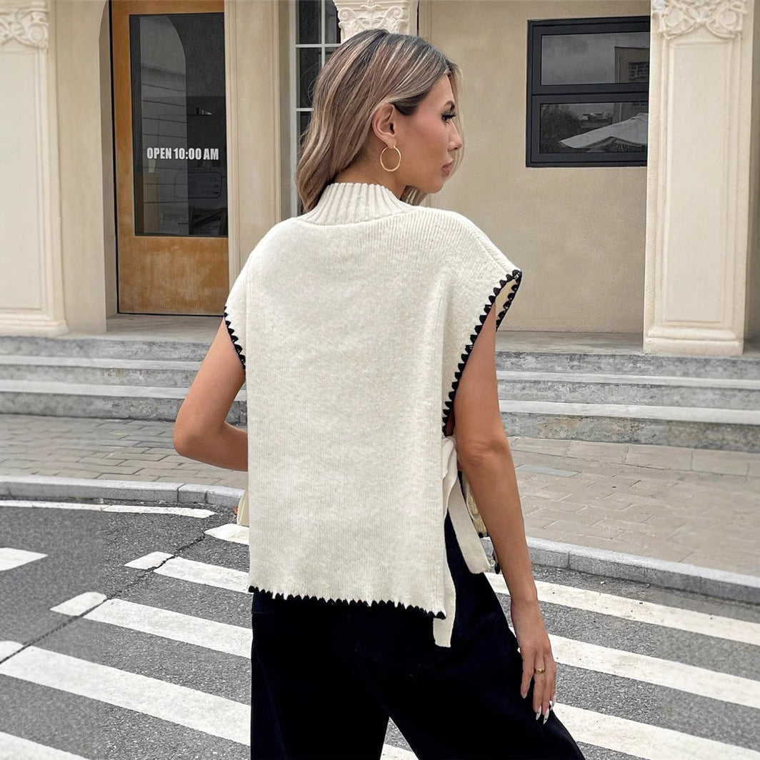 Knit top for women with unique cutouts and a playful knot Lune London