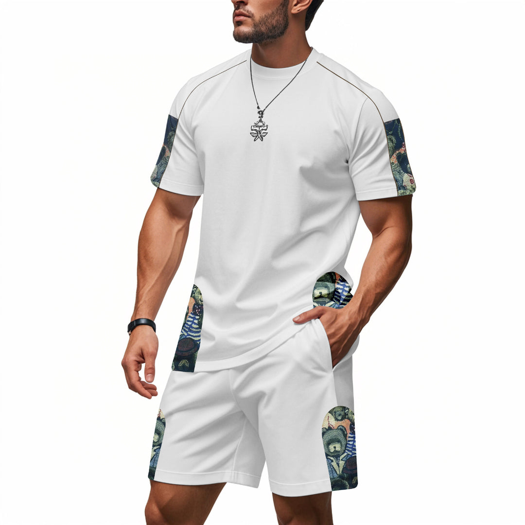 Short-sleeve sports set for men with textured side elements Lune London