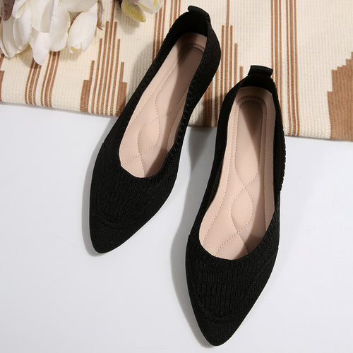 Women pointed toe ballet flats in structured knit Lune London