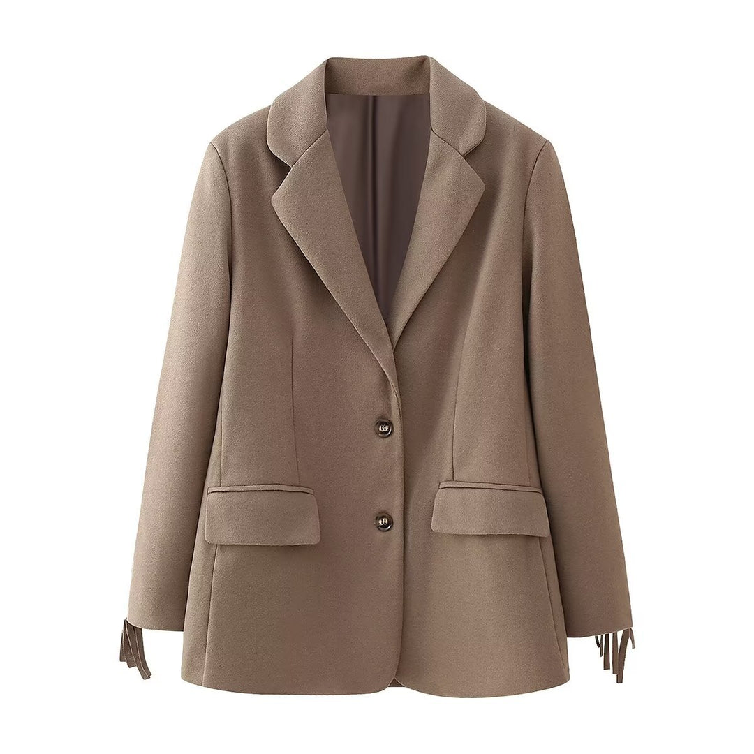 Elegant blazer for women with fringed details and two practical pockets Lune London
