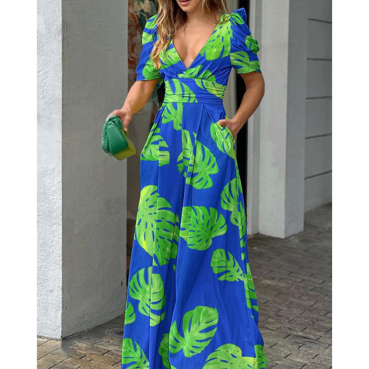 Tropical Floral Printed Maxi Dress Women Chic and Style