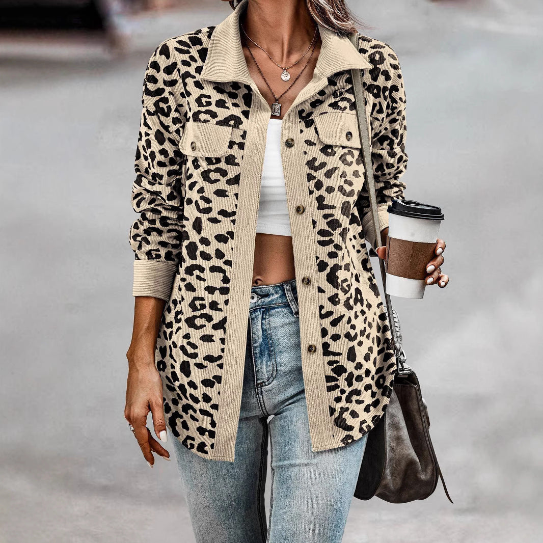 Leisure jacket for women with textured leopard print and practical pockets Lune London