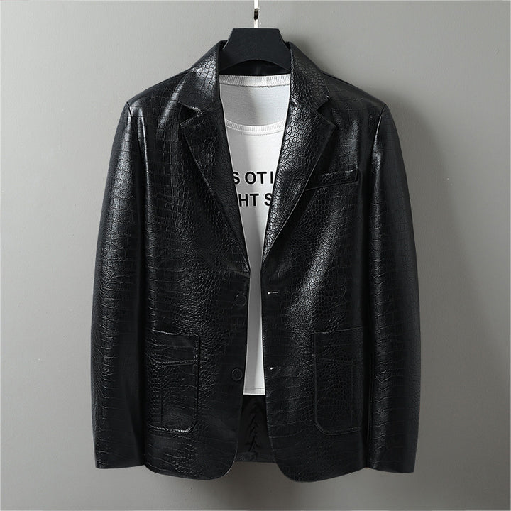 Trendy synthetic leather blazer for women Lune London