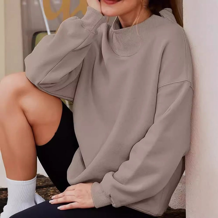 Ladies Comfortable Oversized Sweater with Chic High Collar and Style