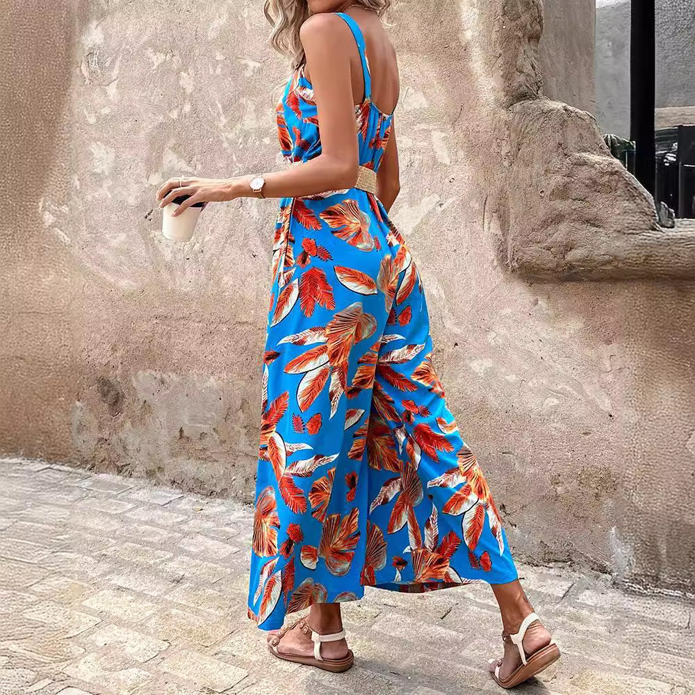 Ladies Tropical Print Maxi Jumpsuit Lune London