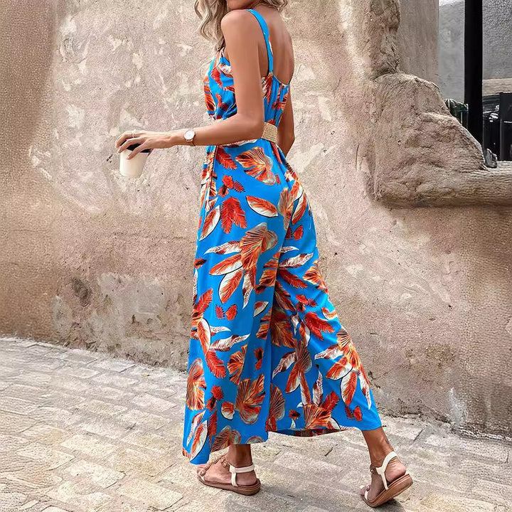 Ladies Tropical Print Maxi Jumpsuit Lune London