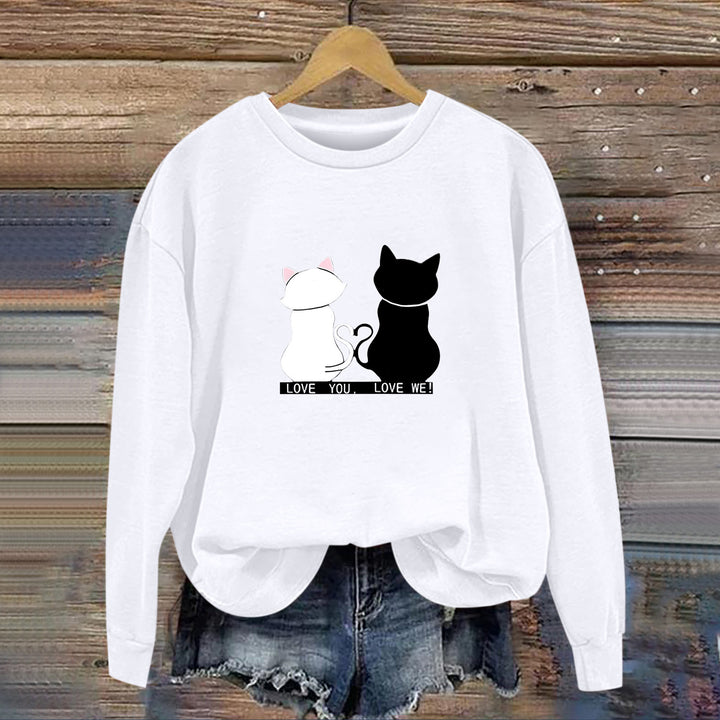 Sweat-shirt pour femmes avec design de chat ludique et impression humoristique Chic & Stil