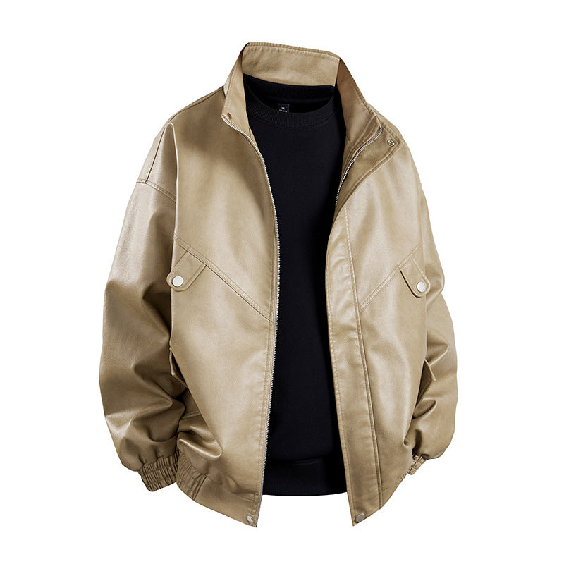 Men's faux leather jacket with a casual look featuring practical flap pockets Lune London