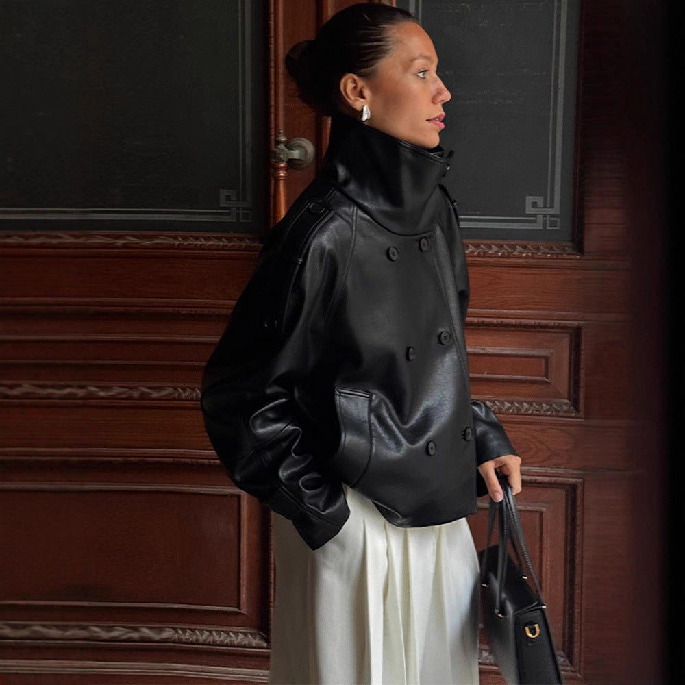 Veste de motard en simili cuir pour femmes Chic & Stil