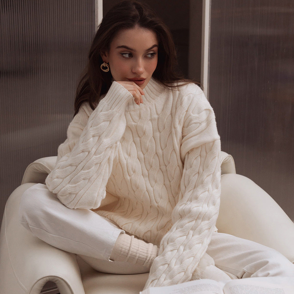 Ladies Knitted Pattern Sweater with High Neck Lune London