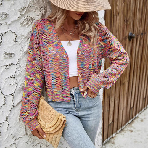 Ladies casual knit vest with colorful mesh pattern Lune London